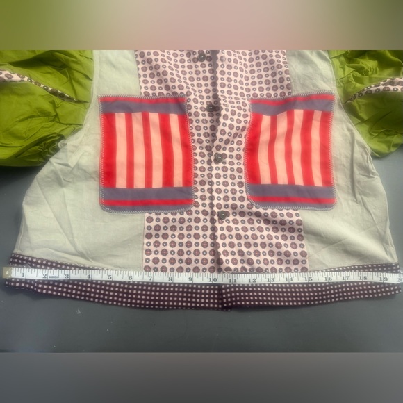 Patchwork Blouse with Green and Red Accents - Picture 5 of 5